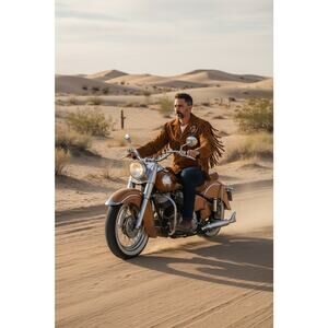 Vintage Real Leather 3XL Brown Suede Fringe Embroidered Skull Chief Patch Jacket